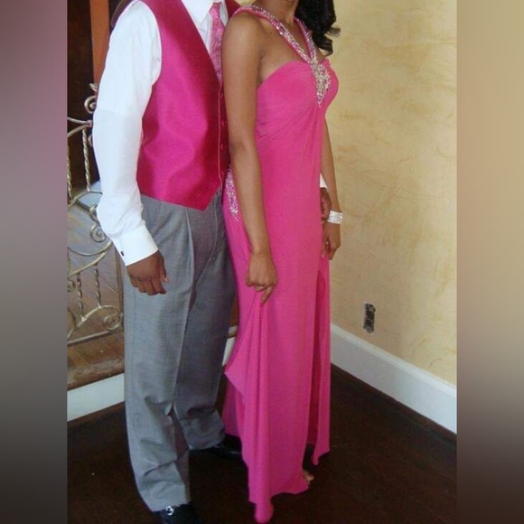 Women's Fuchsia Embellished Evening Dress/Prom Dress/Cocktail Dress Size 2 - Picture 6 of 7